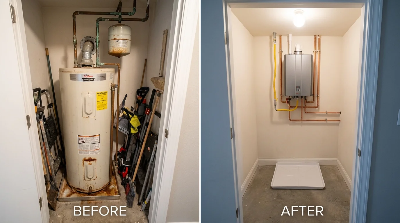 Tank water heater versus wall-mounted tankless unit comparison for Salix, PA homeowners